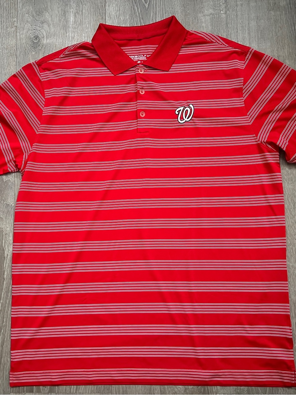 Washington Nationals Nike Golf Tour Performance Red Striped Polo Shirt Men’s XL